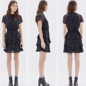 MADEWELL Inkspot Leopard Animal Print Dress, Navy/Black sz 8
